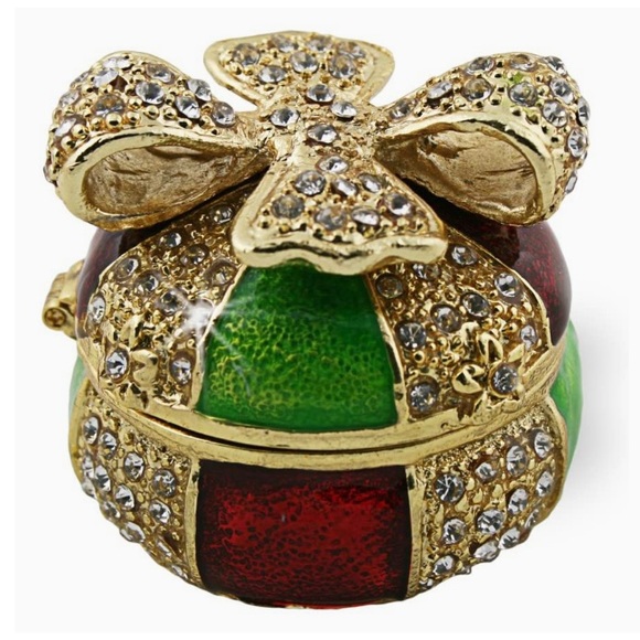 Cotillion Curio Jeweled Enamel Metal Trinket Box - Picture 11 of 13